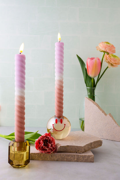LED Swirl Candle Lila Sand set van 2
