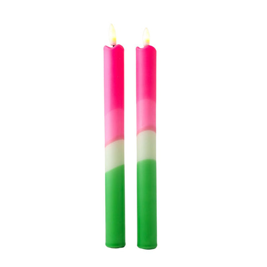 LED Pillar Candle Spring Tulip set van 2