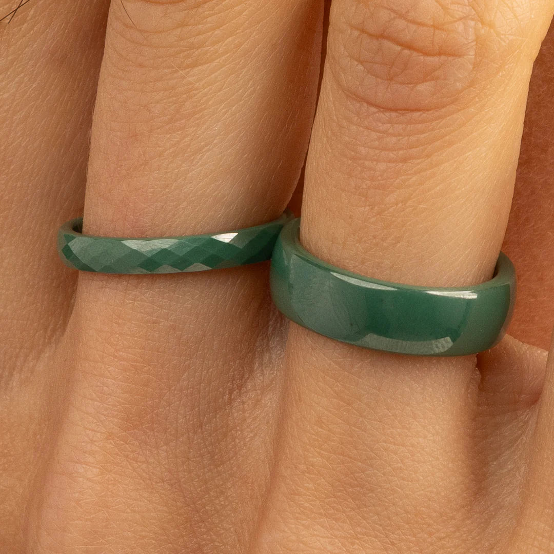 Keramiek ring facet geslepen Groen